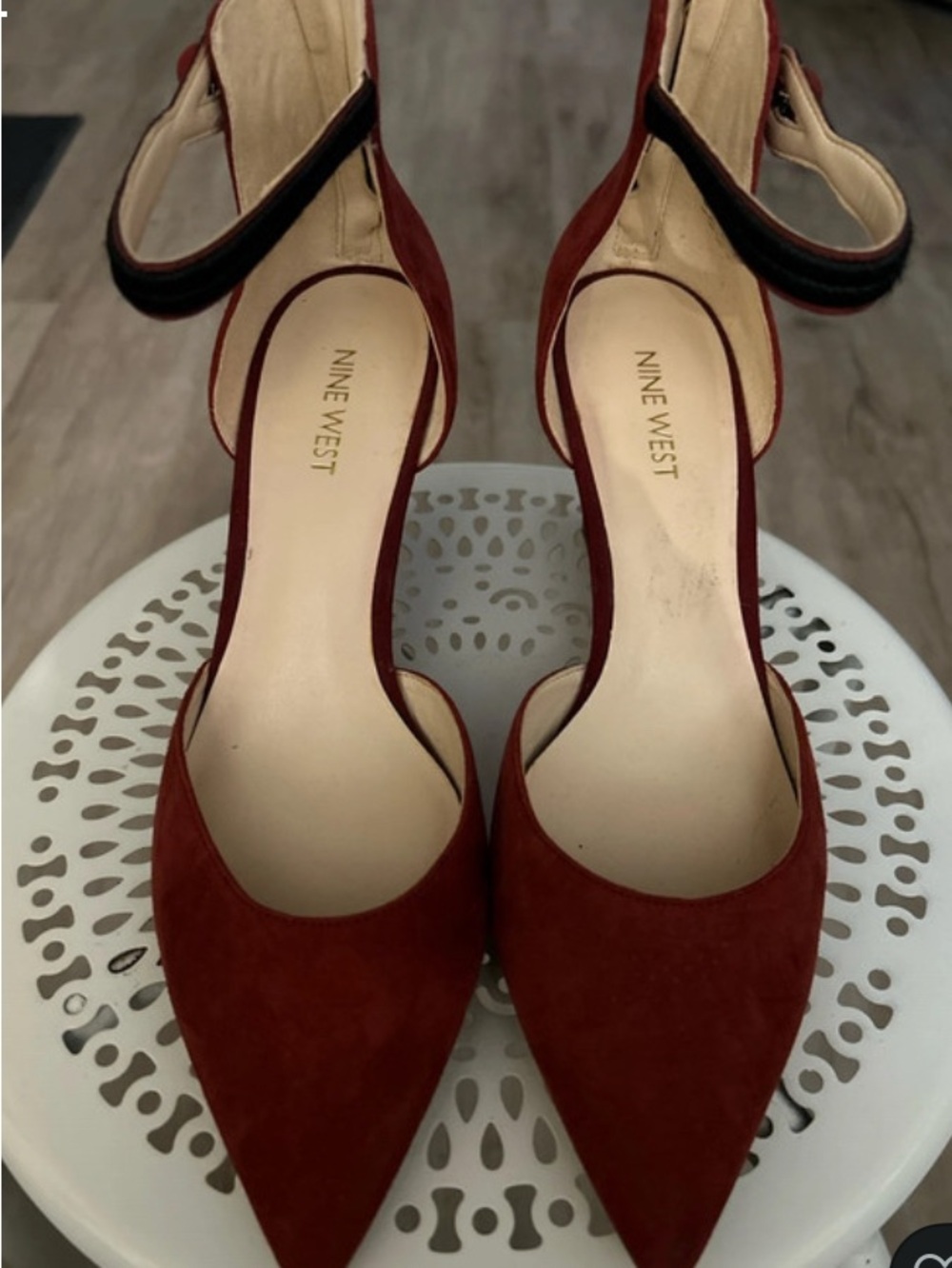 Craft Burgundy Pointed-Toe Ankle-Strap Heels